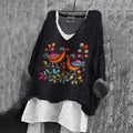 Comstylish Women's Vintage Birds And Floral Embroidery Pattern Comfortable Shirt
