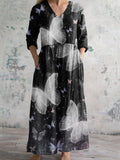 Women's Vintage Butterfly Print Casual Cotton Dress