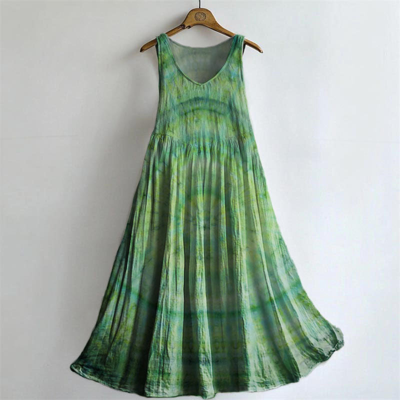 Women's Tie-Dye Kaleidoscope Tattoo Pattern Art Print Sleeveless Cotto