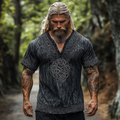 Men's Retro Viking Celtic Knot Art Linen Blend Shirt elevenforest