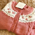 Women's Icelandic Floral Button Art Cozy Sweater artswardrobe