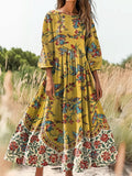 Women's Art Painting Hippie Print Long Sleeve Dress