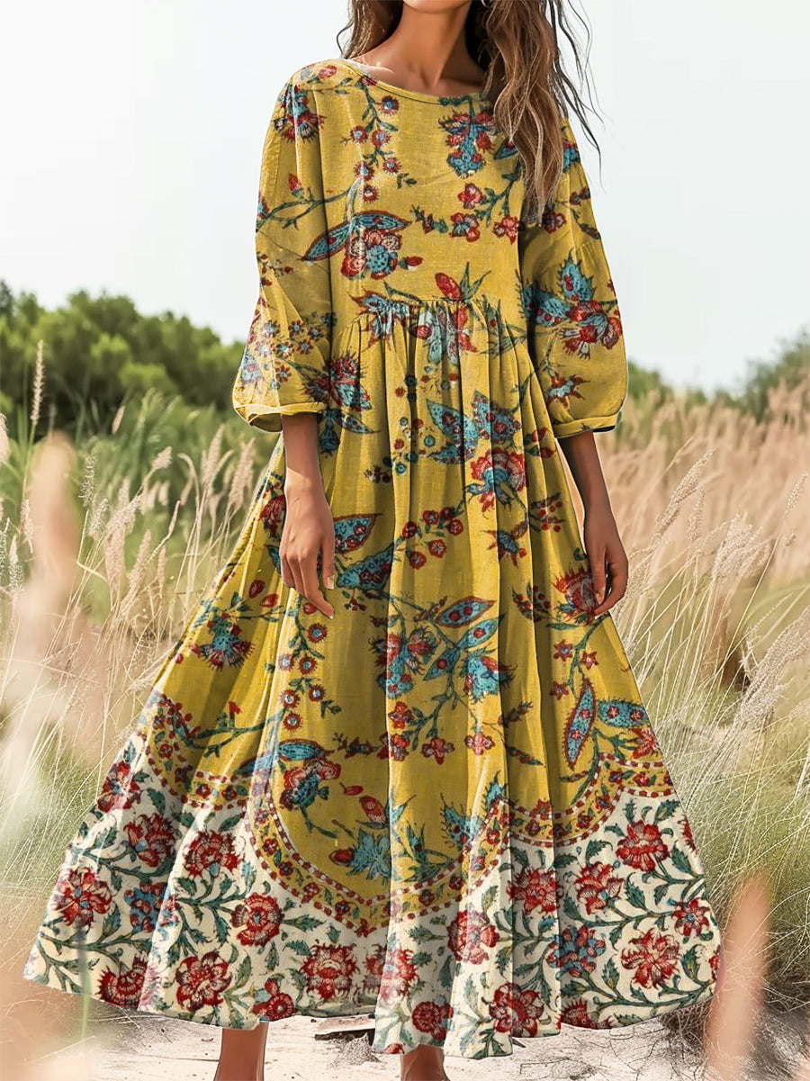 Women's Art Painting Hippie Print Long Sleeve Dress